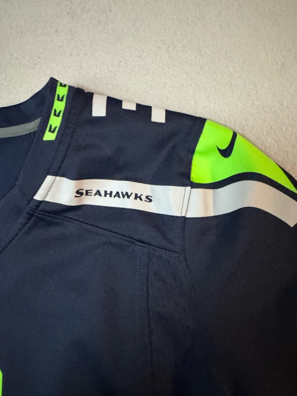 NFL Seattle Seahawks Navy & Neon Green #3 Women’s Jersey - Picture 5 of 11